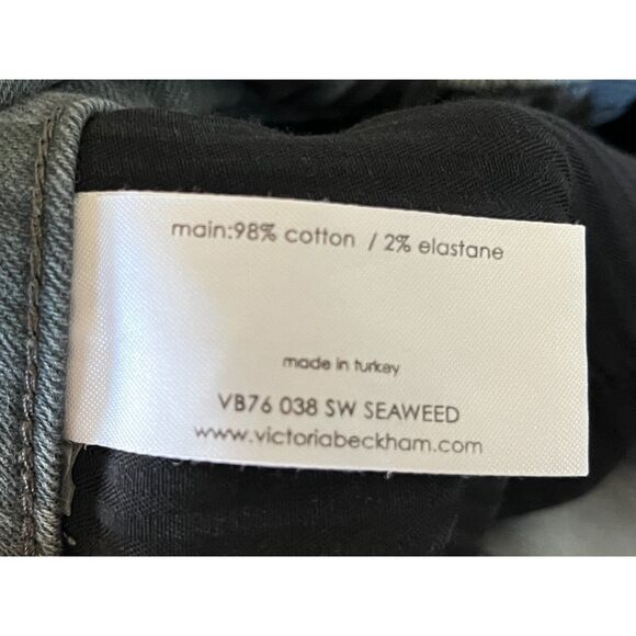VICTORIA BECKHAM Gray Cotton Skinny Jeans Ankle Zip Pants Women's Size 27 - Picture 4 of 10